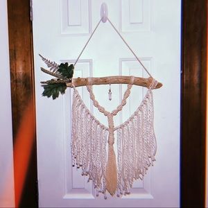 Handmade driftwood macrame floral wall decor